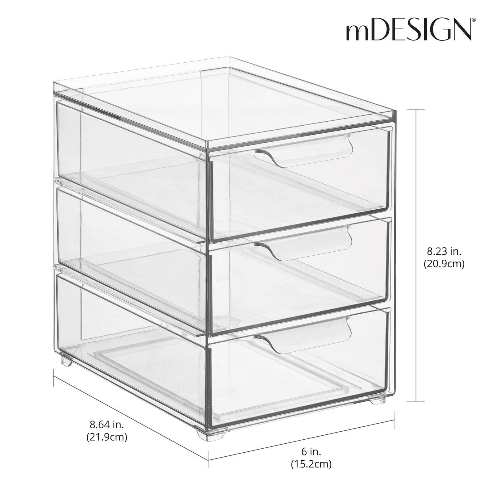 Foto 4 pulgar | Organizador De Almacenamiento Mdesign De Plástico Con 3 Cajones  Colección Lumiere - Venta Internacional.