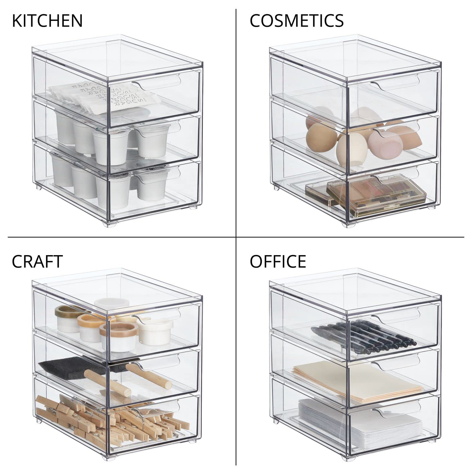 Foto 7 pulgar | Organizador De Almacenamiento Mdesign De Plástico Con 3 Cajones  Colección Lumiere - Venta Internacional.