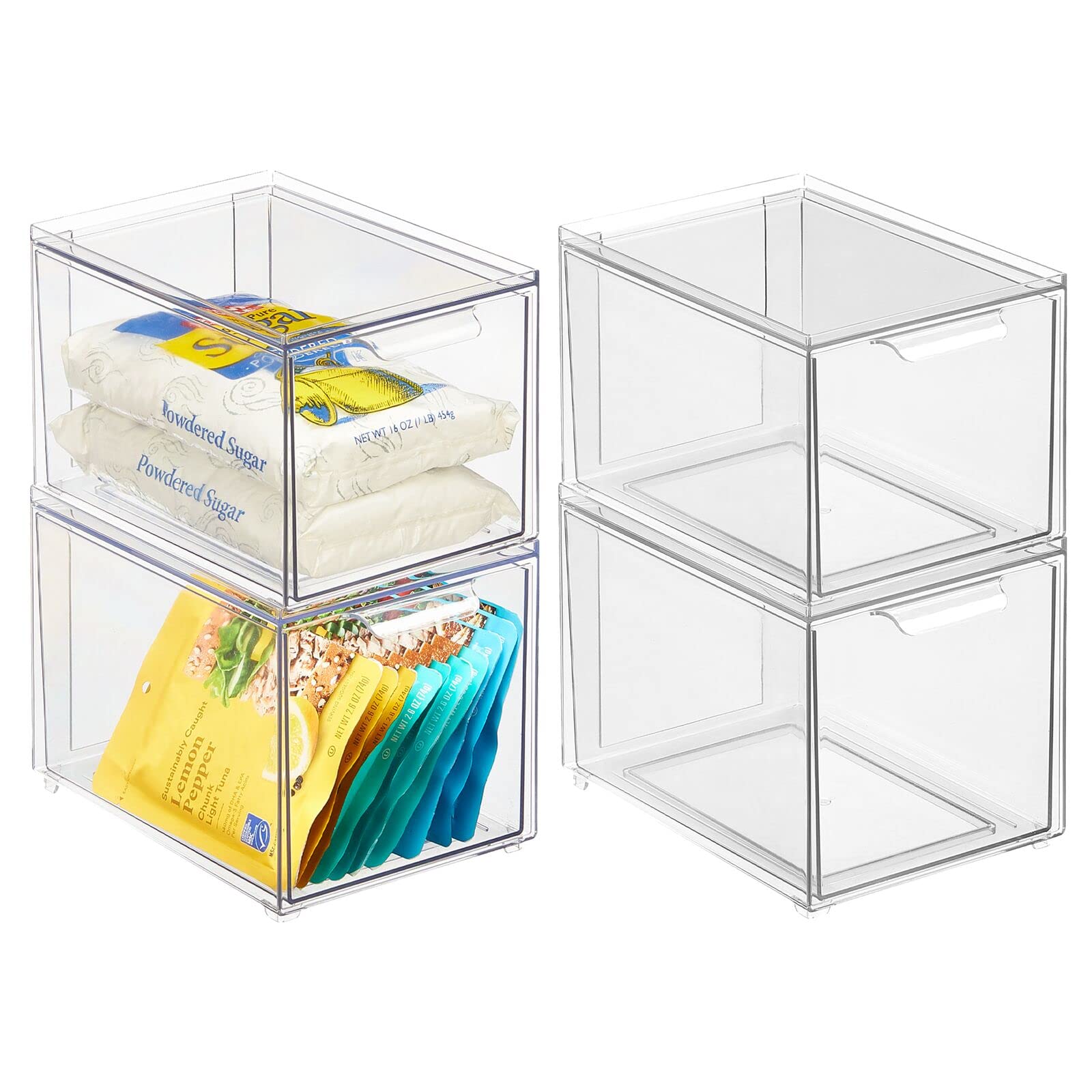 Foto 2 pulgar | Papelera De Almacenamiento Mdesign Lumiere Con Cajón Extraíble  Paquete De 4  Transparente - Venta Internacional.