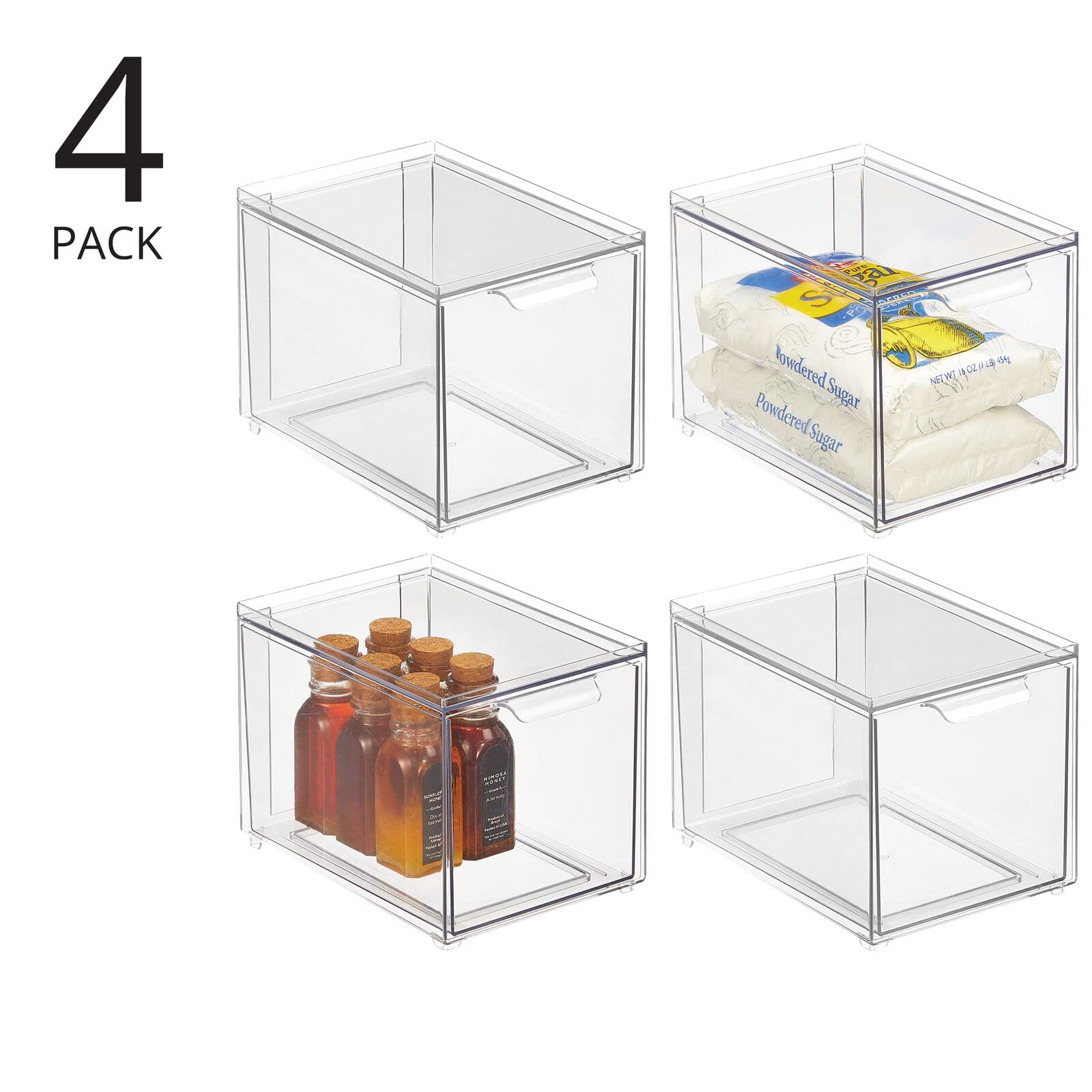 Foto 3 pulgar | Papelera De Almacenamiento Mdesign Lumiere Con Cajón Extraíble  Paquete De 4  Transparente - Venta Internacional.