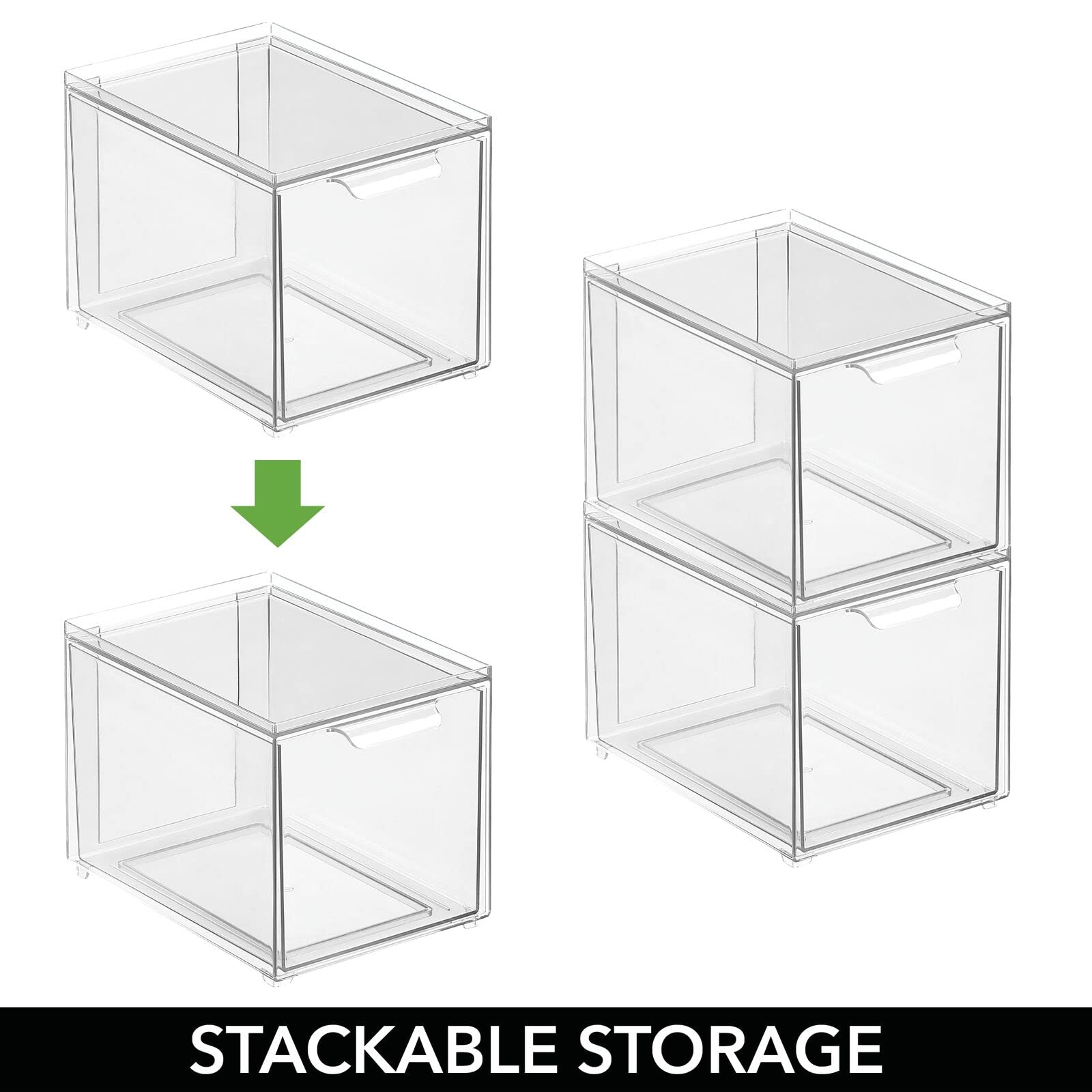 Foto 5 | Papelera De Almacenamiento Mdesign Lumiere Con Cajón Extraíble  Paquete De 4  Transparente - Venta Internacional.