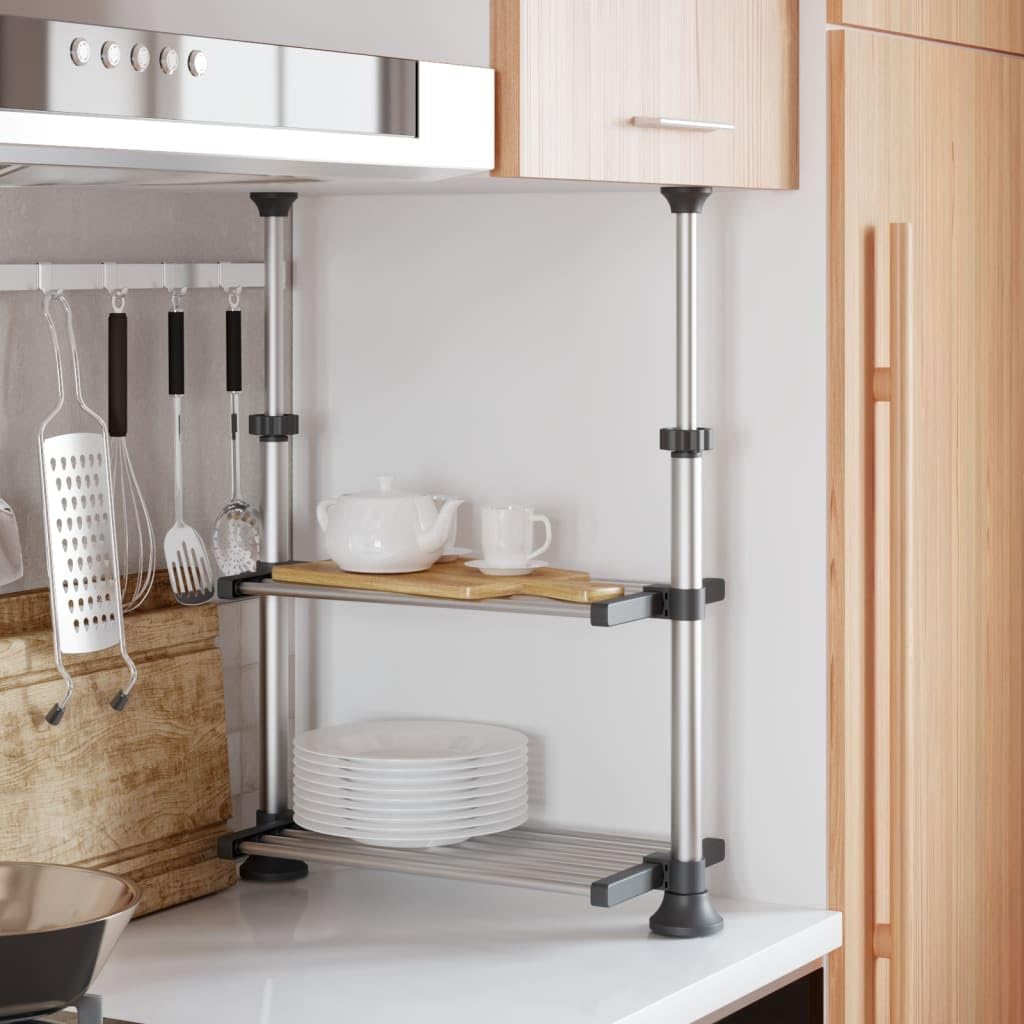 Foto 2 | Estante De Cocina Vidaxl  Marco Ajustable De Aluminio Plateado - Venta Internacional.