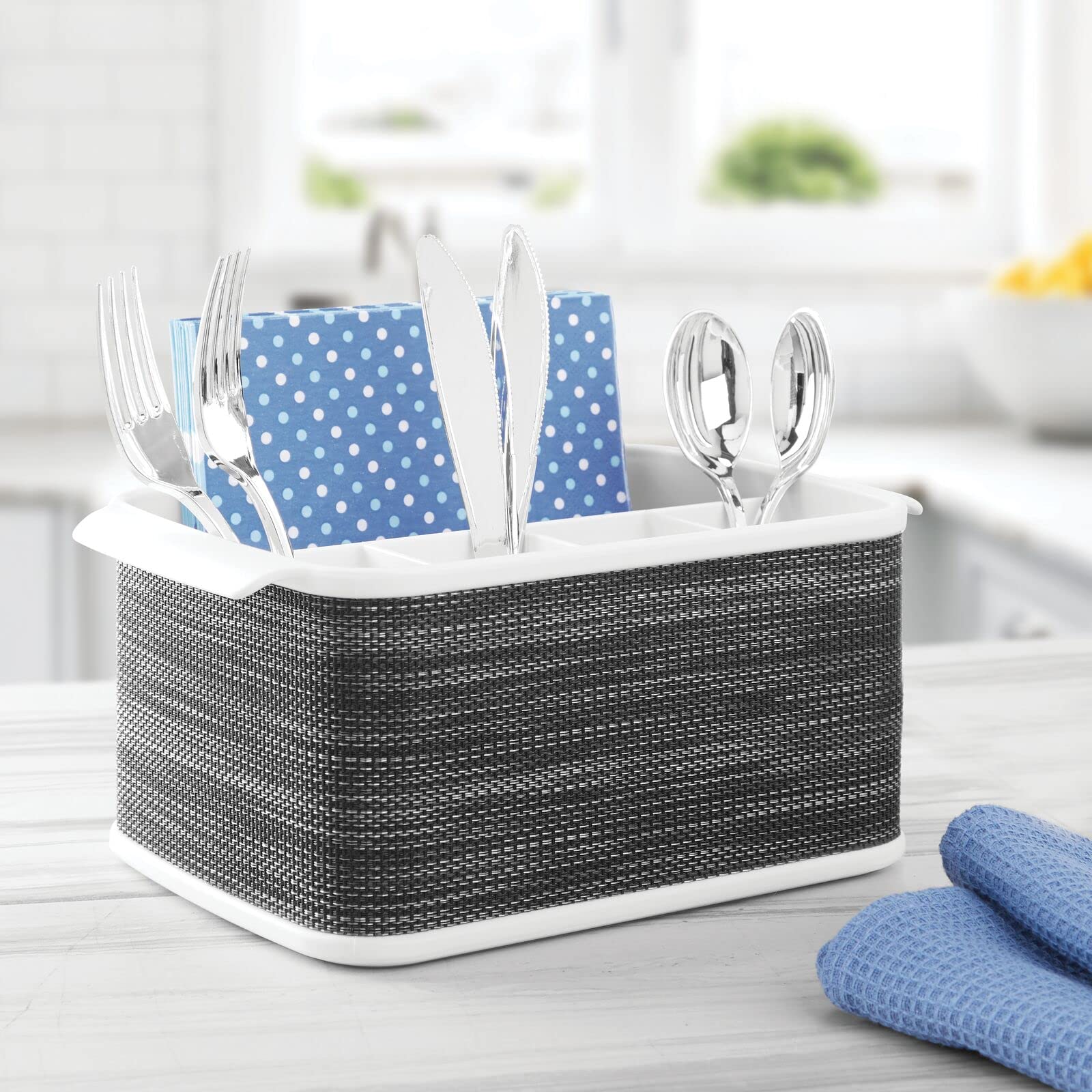 Foto 4 pulgar | Organizador De Almacenamiento De Cubiertos Mdesign De Plástico Blanco/grafito - Venta Internacional.