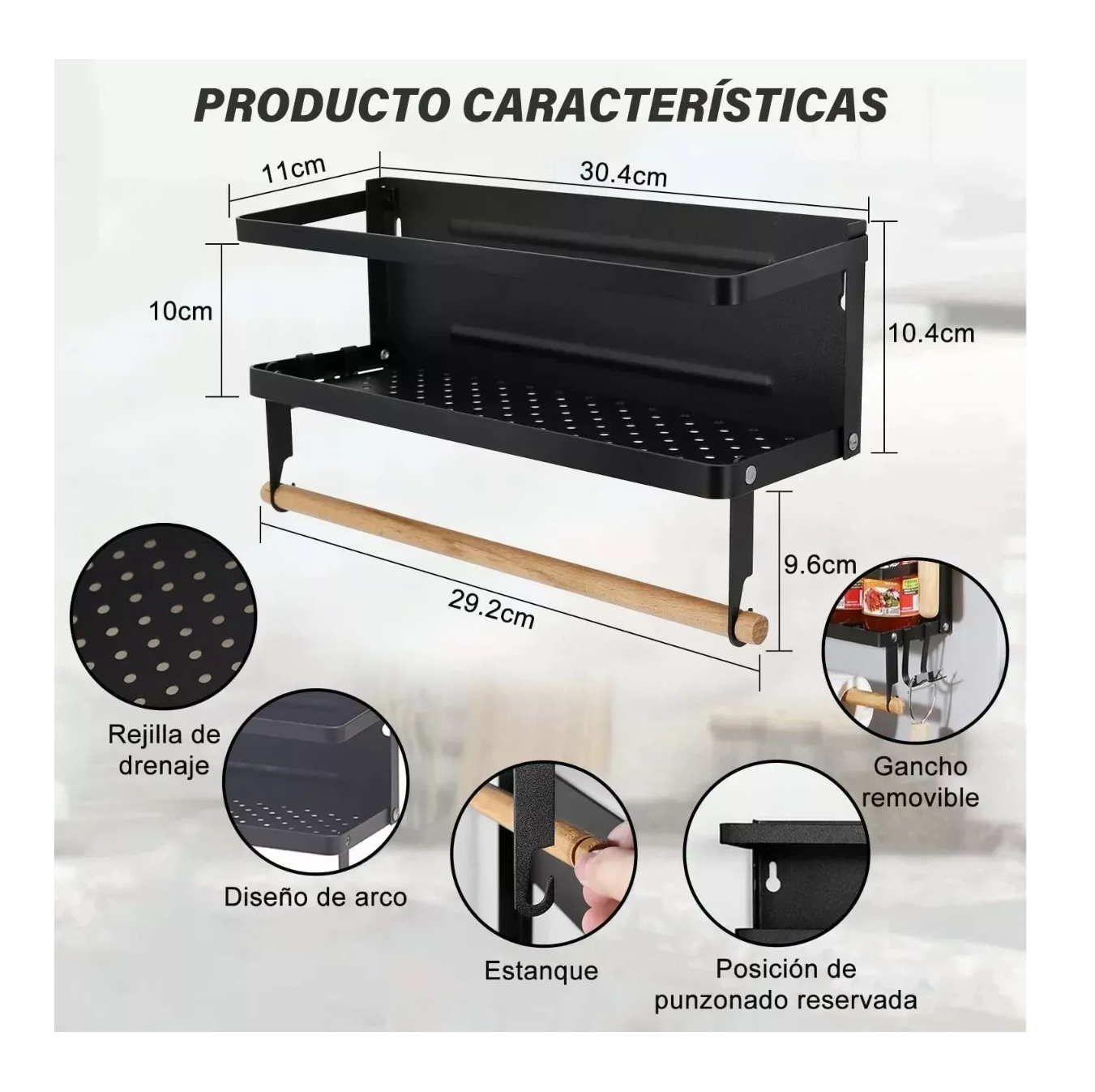 Foto 2 | Soporte Magnético para Toallas de Papel de Cocina Belug Negro