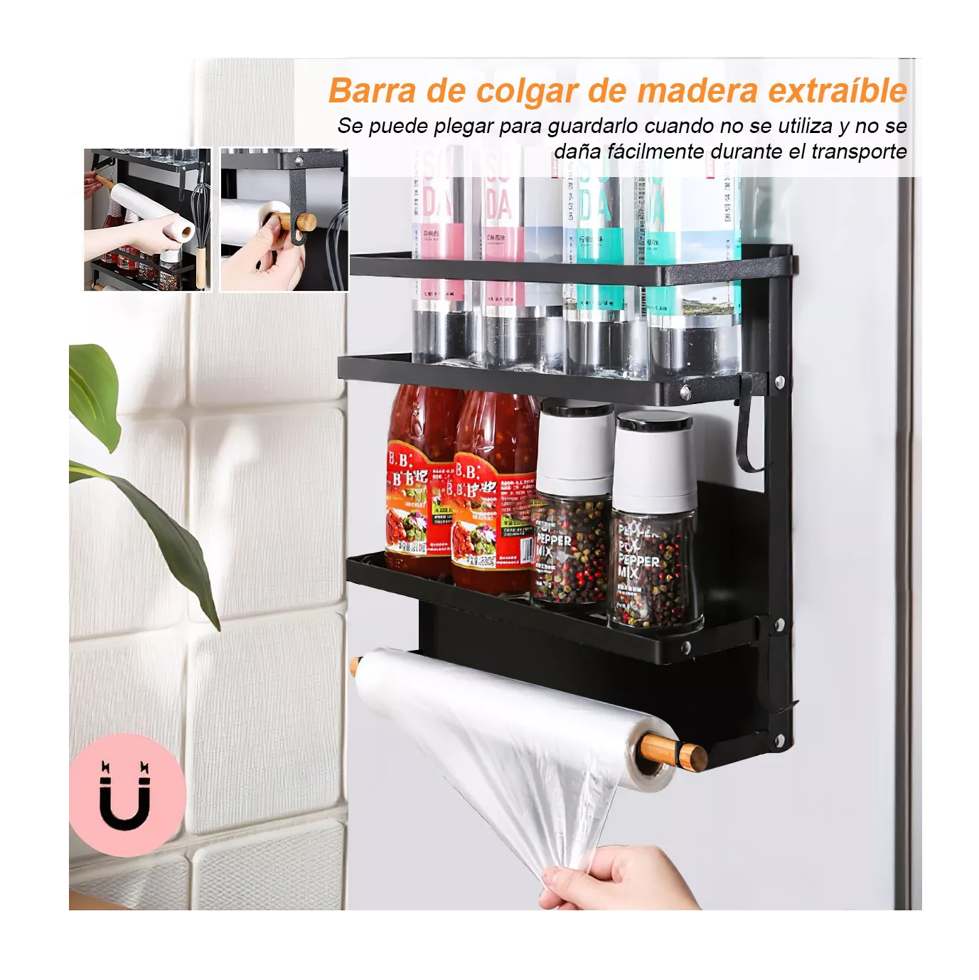 Foto 4 pulgar | Soporte Magnético para Toallas de Papel de Cocina Belug Negro