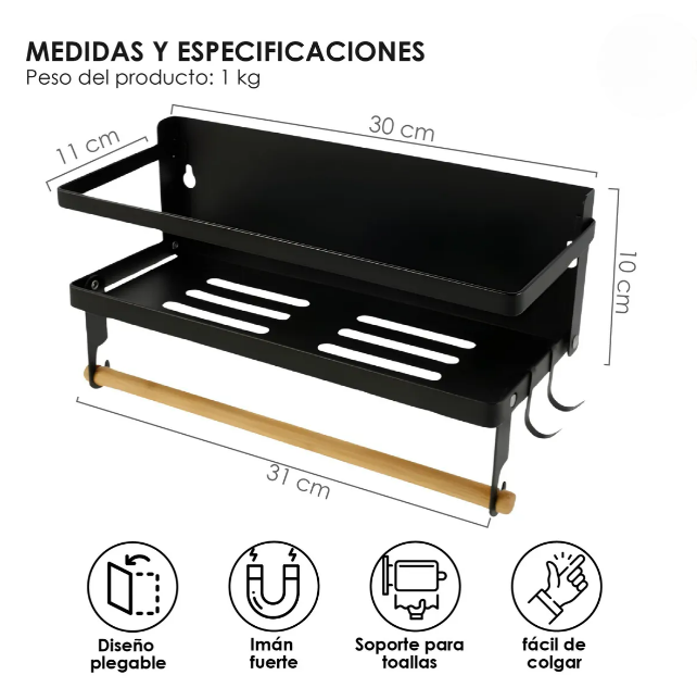 Foto 3 pulgar | Estante Xtellar Repisa Cocina Para Almacenar Especias Magnético Color Negro