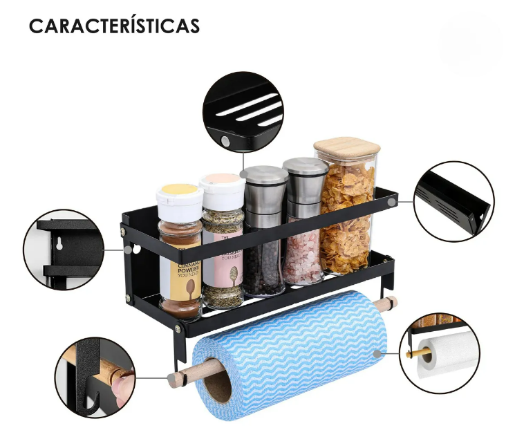Foto 4 pulgar | Estante Xtellar Repisa Cocina Para Almacenar Especias Magnético Color Negro