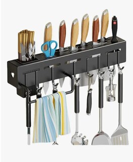 Foto 1 | Portacuchillos De Pared 50cm Organizador Estante 8 Ganchos Color Negro