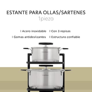 Foto 3 | Estante Organizador para Ollas y Sartenes ColorHome Negro 3 Repisas