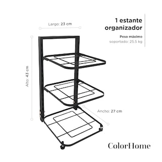 Foto 4 | Estante Organizador para Ollas y Sartenes ColorHome Negro 3 Repisas