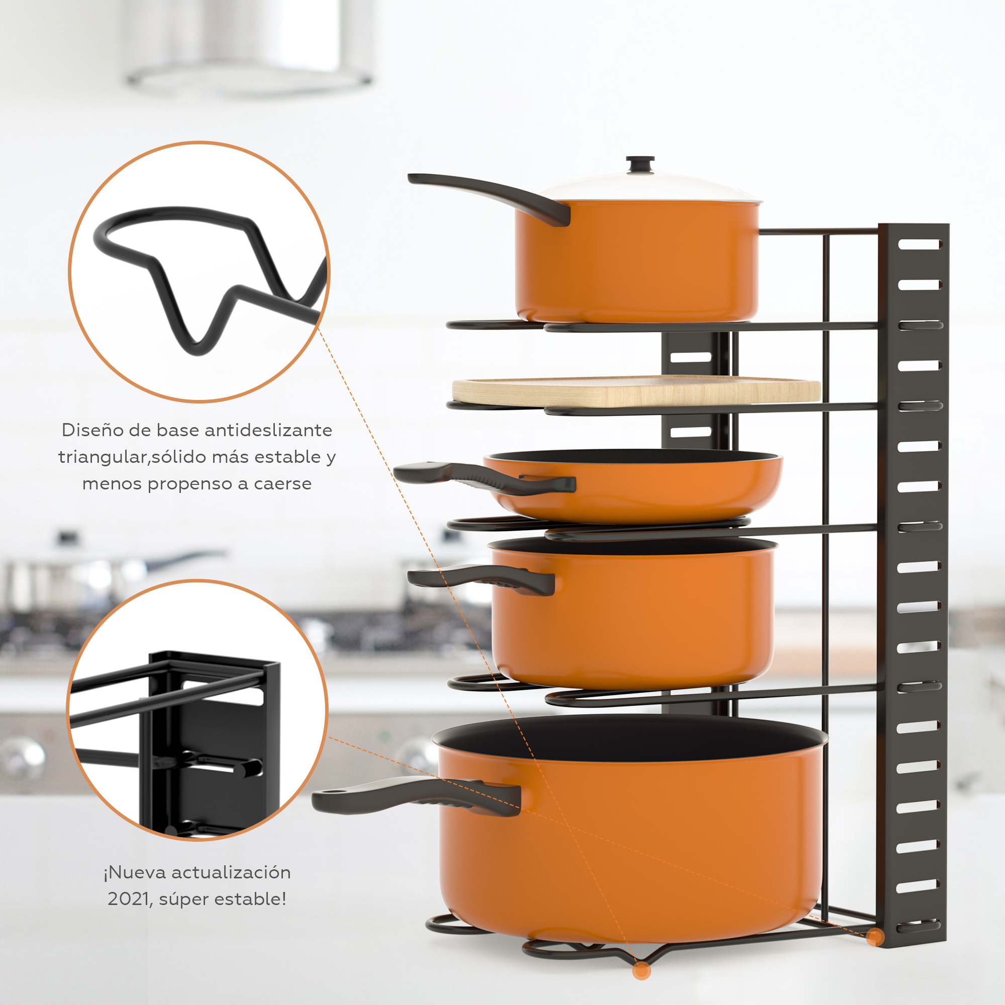 Foto 6 pulgar | Estante Organizador Ajustable Sangkee para Ollas y Sartenes de 8 Repisas K100049