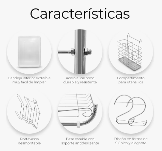 Foto 4 pulgar | Escurridor De Cubiertos De Cocina Trastes Cromado Moderno