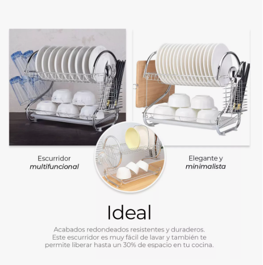 Foto 5 pulgar | Escurridor De Cubiertos De Cocina Trastes Cromado Moderno