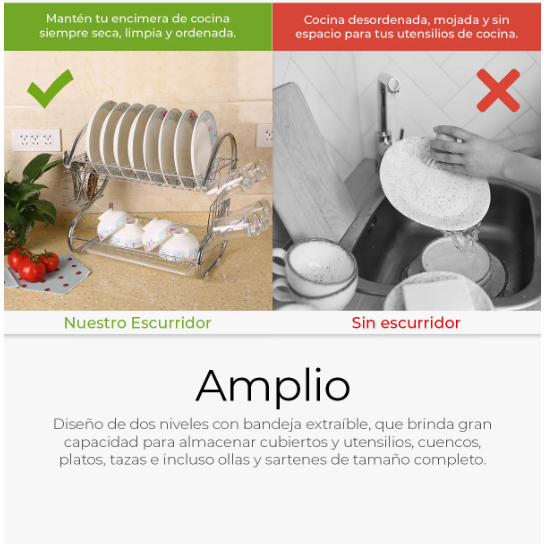 Foto 7 pulgar | Escurridor De Cubiertos De Cocina Trastes Cromado Moderno