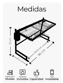 Foto 2 | Escurridor De Trastes Platos Fregadero Organizador Cocina Color Negro