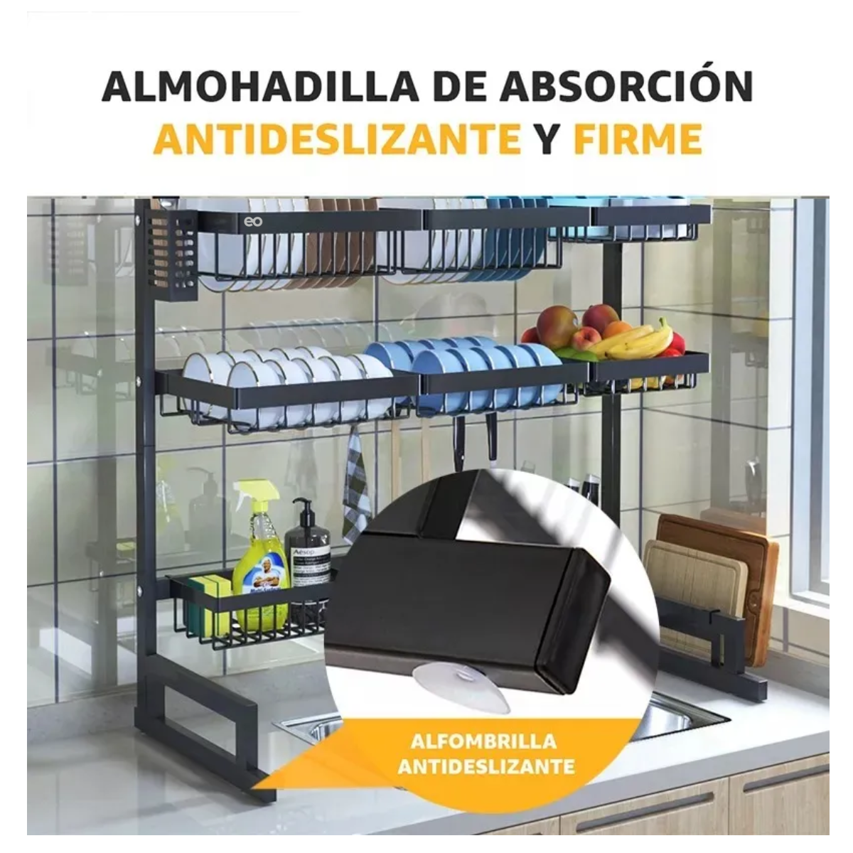 Foto 3 pulgar | Escurridor De Platos 3 Niveles Ajustable 65 X 80cm Inoxidable  Eo Safe Imports Esi-20614 Negro