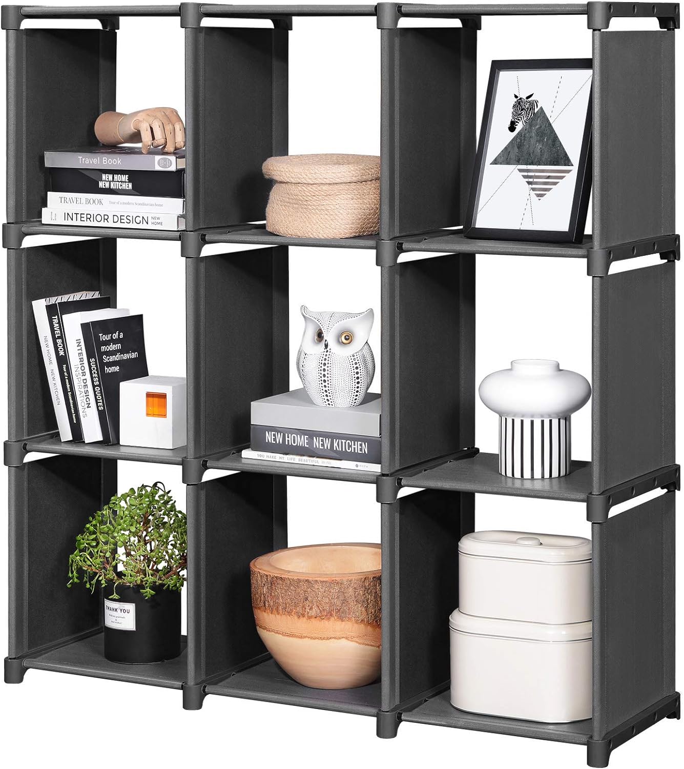 Librería Modular Songmics 9 Cubos De Metal Negro Y Plástico
