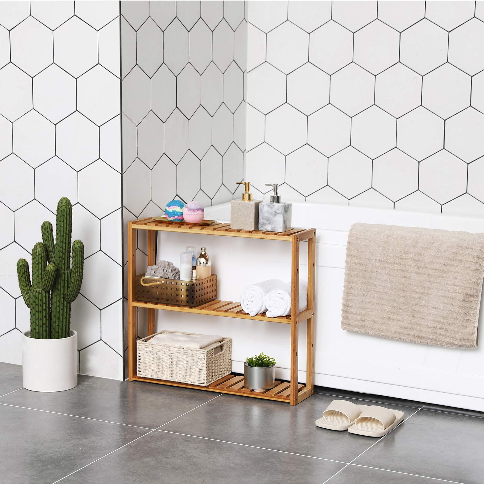 Foto 4 | Estante De Baño De Bambú Songmics De 3 Niveles Ajustable Ubcb13y