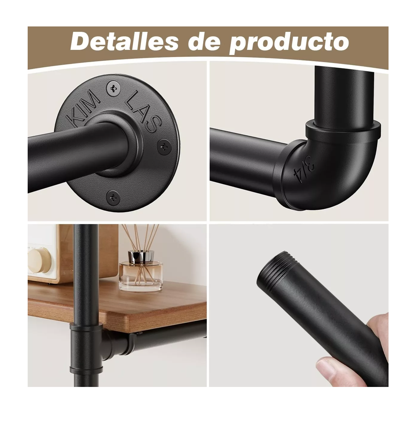 Foto 4 pulgar | Estantería Flotantes De Montaje 7 Niveles Para Pared De Hierro Negro