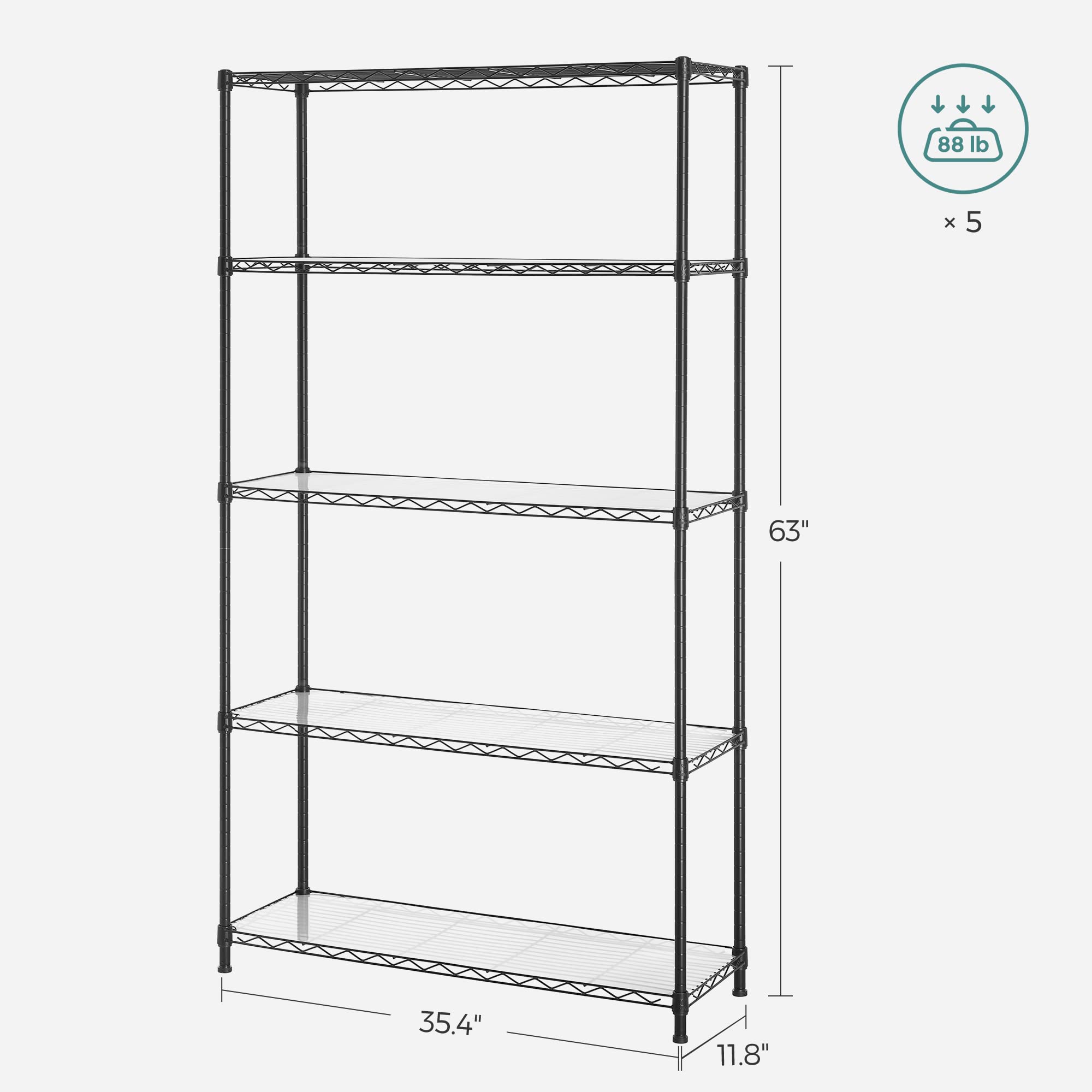 Foto 5 | Estantes de Almacenamiento Songmics 5 Niveles Negro - Venta Internacional