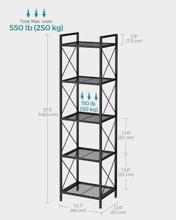 Foto 6 | Estante de Almacenamiento Songmics de Metal 5 Niveles con Malla Densa Negro - Venta Internacional