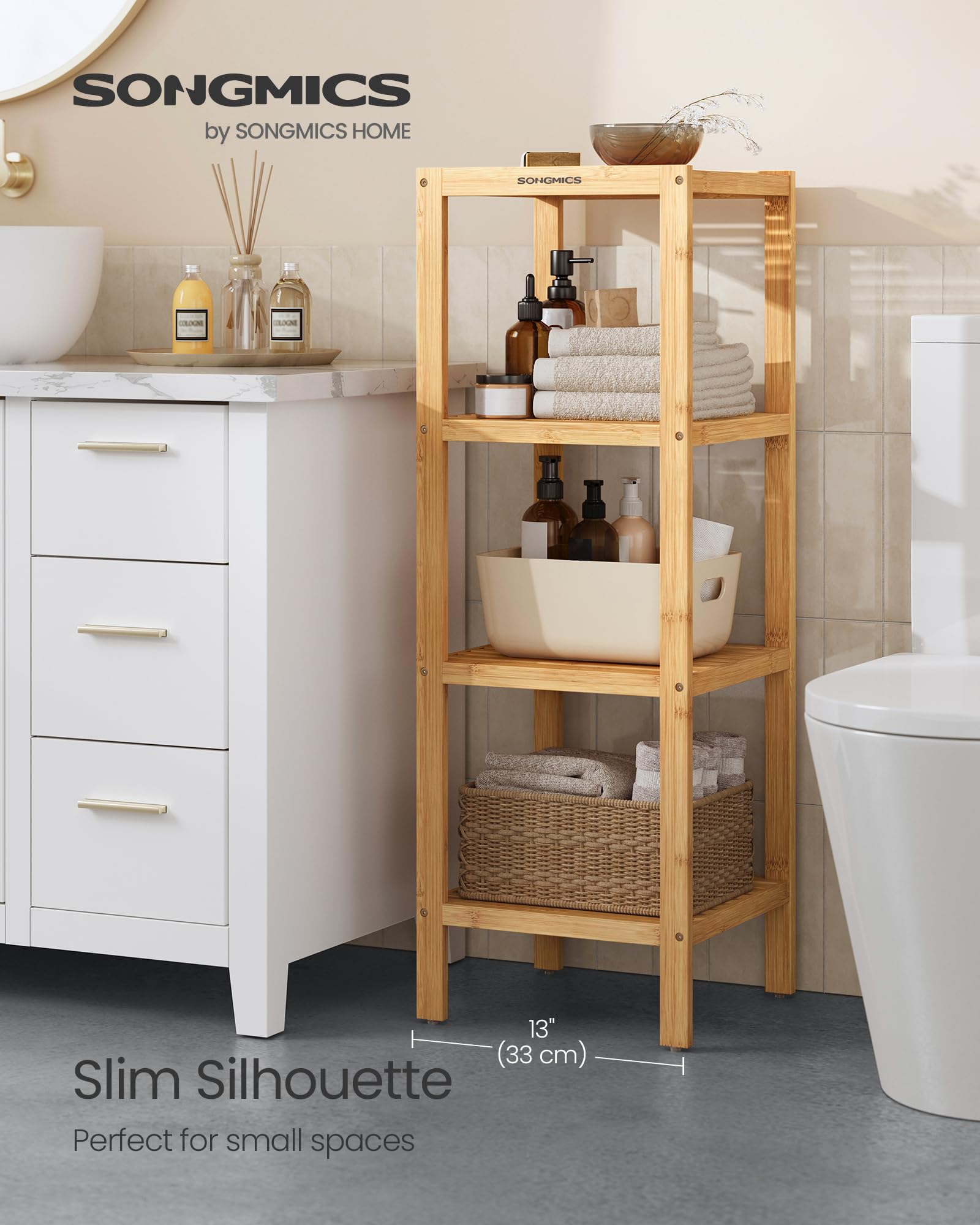 Foto 3 pulgar | Estante de Baño de Bambú Songmics de 4 Niveles - Venta Internacional