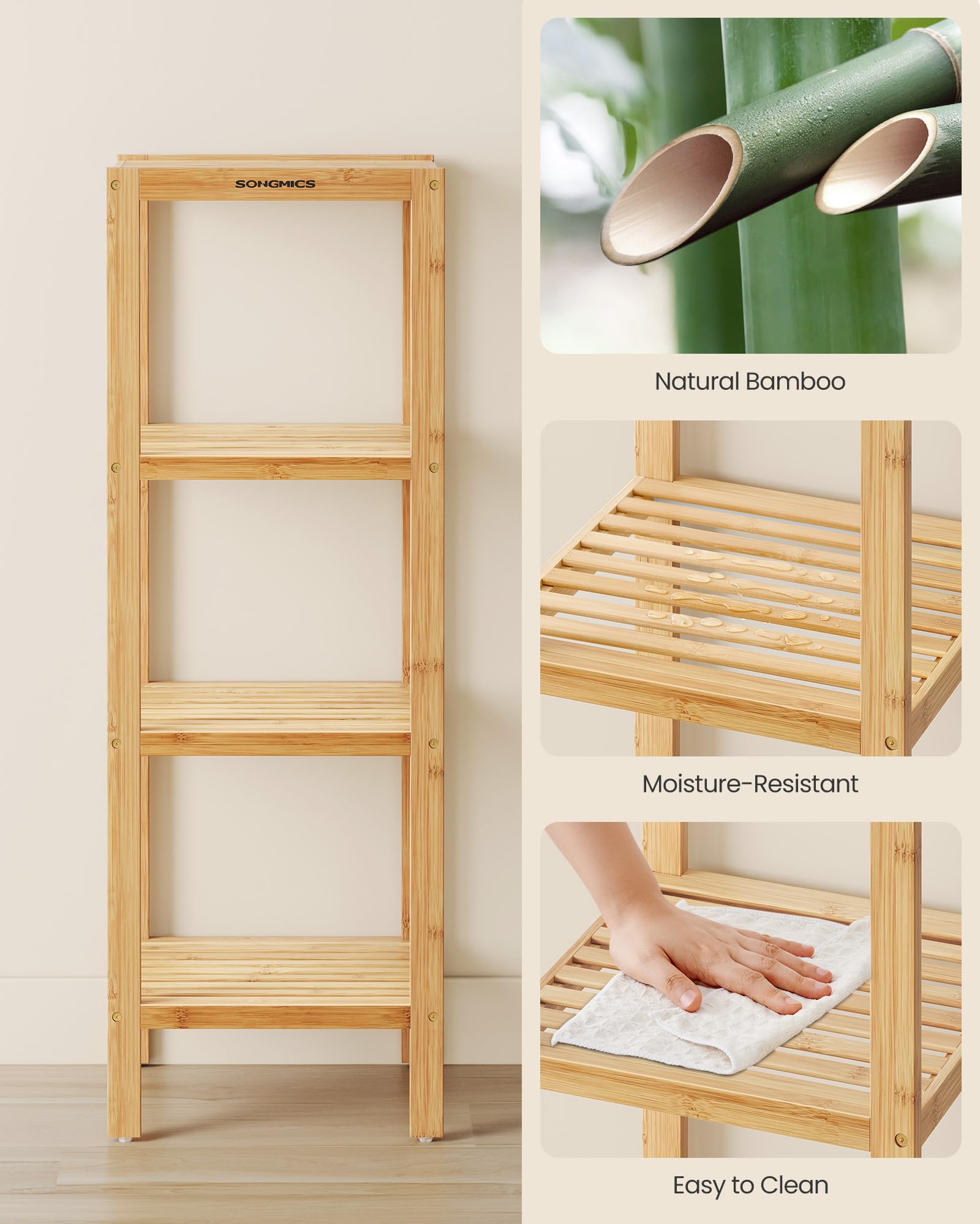 Foto 4 pulgar | Estante de Baño de Bambú Songmics de 4 Niveles - Venta Internacional
