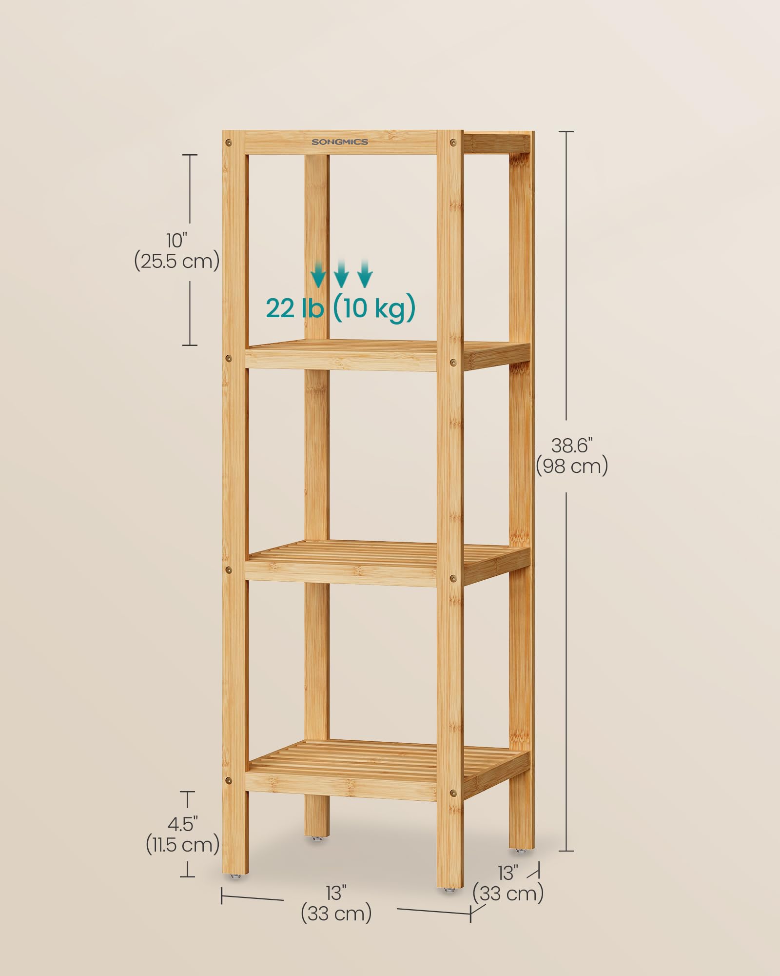 Foto 6 | Estante de Baño de Bambú Songmics de 4 Niveles - Venta Internacional