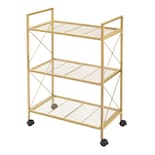Estante de Almacenamiento Songmics de Metal de 3 Niveles con Ruedas Dorado - Venta Internacional