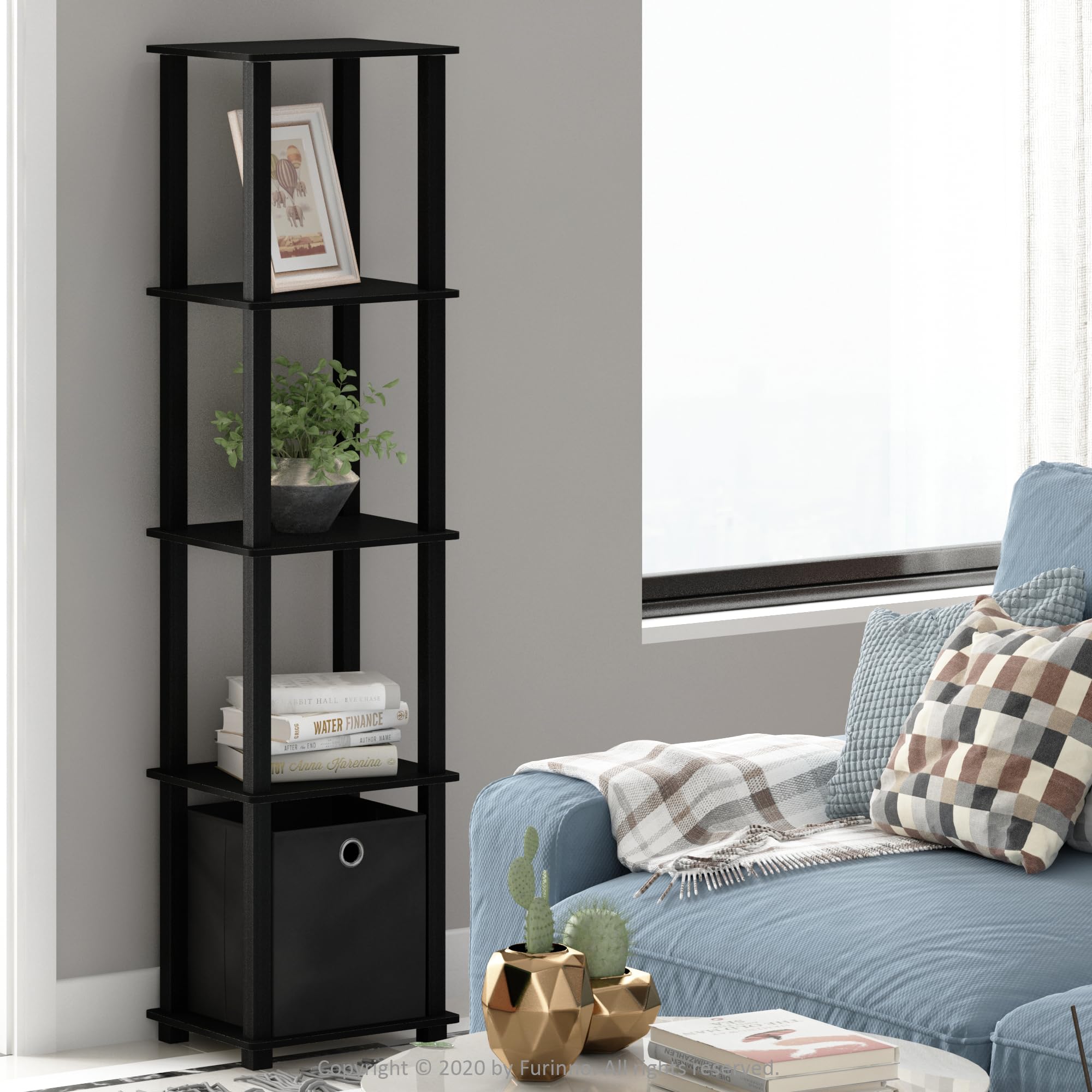 Foto 4 pulgar | Estantería Decorativa Furinno Con Papelera Negra - Venta Internacional.