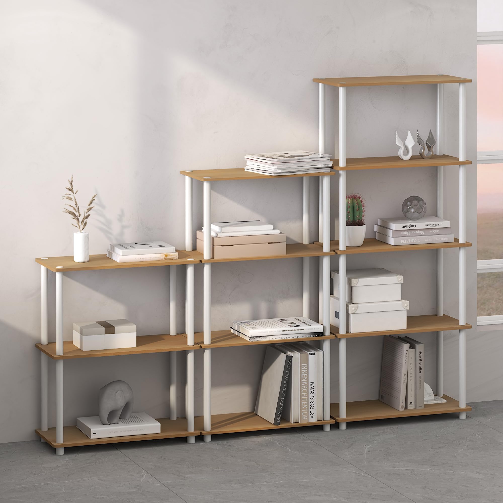 Foto 7 | Estante Expositor Furinno Turn-n-tube De 4 Niveles, Haya Y Blanco - Venta Internacional.