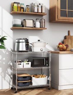 Foto 2 | Shelving Simple Deluxe Heavy Duty Con 3 Estantes Y Ruedas Cromadas - Venta Internacional.