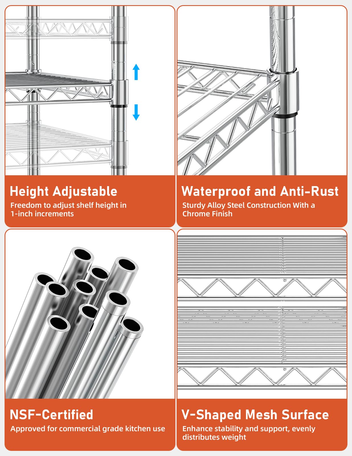 Foto 5 pulgar | Shelving Simple Deluxe Heavy Duty Con 3 Estantes Y Ruedas Cromadas - Venta Internacional.