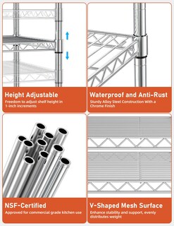 Foto 4 | Shelving Simple Deluxe Heavy Duty Con 3 Estantes Y Ruedas Cromadas - Venta Internacional.
