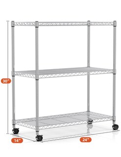 Foto 7 | Shelving Simple Deluxe Heavy Duty Con 3 Estantes Y Ruedas Cromadas - Venta Internacional.