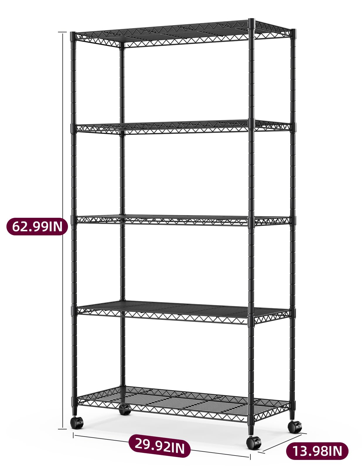 Foto 7 pulgar | Estantería De Almacenamiento Simple Deluxe De 5 Niveles, Capacidad De 1250 Libras - Venta Internacional.