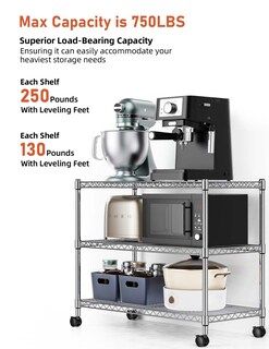 Foto 2 | Estantes De Almacenamiento Simple Deluxe De 3 Niveles, 340 Kg, Capacidad 60 X 35 X 56 Cm - Venta Internacional.