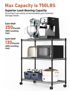 Foto 3 | Estantes De Almacenamiento Simple Deluxe De 3 Niveles, 750 Kg, 24,02 X 13,78 X 29,92 Cm - Venta Internacional.