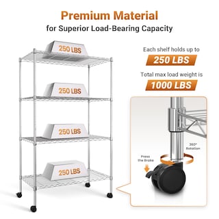 Foto 3 | Estantería Simple Deluxe, Resistente, De 4 Niveles Con Ruedas De 1400 Libras - Venta Internacional.
