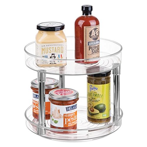 Foto 2 | Plato Giratorio Lazy Susan Mdesign De 2 Niveles Para Cocina  Transparente Y Cromado - Venta Internacional.