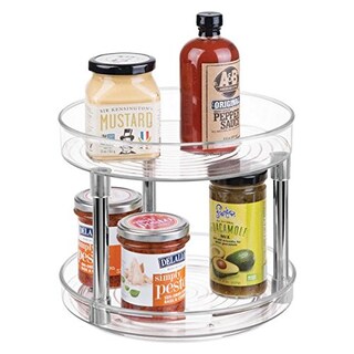 Foto 2 | Plato Giratorio Lazy Susan Mdesign De 2 Niveles Para Cocina Transparente Y Cromado - Venta Internacional.