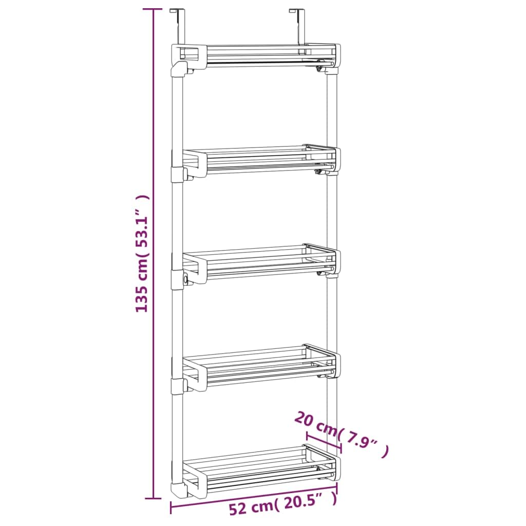 Foto 7 | Organizador Para Colocar Sobre La Puerta Vidaxl Con 5 Estantes De Aluminio - Venta Internacional.