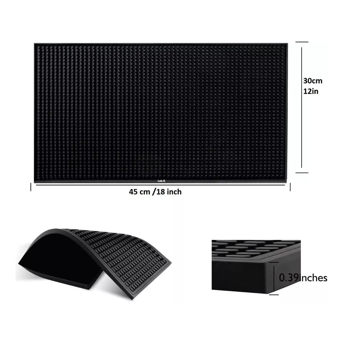Foto 4 pulgar | Tapete Para Bar O Cocina Grande 45 X 30cm Barra Escurridor 2pz Lab.g Negro