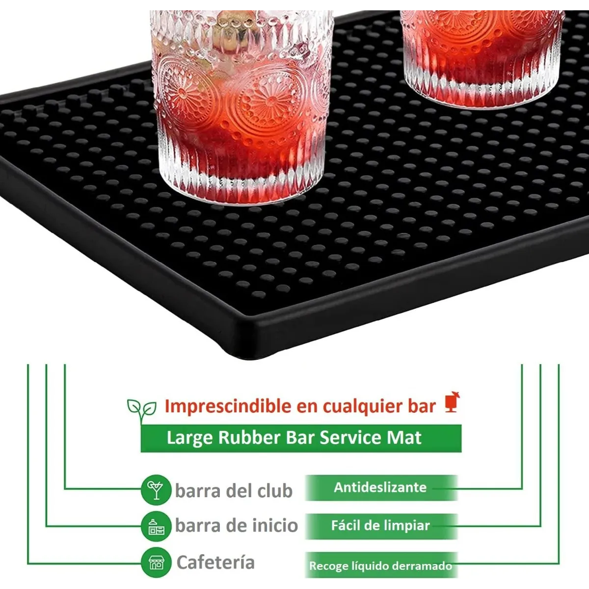 Foto 5 pulgar | Tapete Para Bar O Cocina Grande 45 X 30cm Barra Escurridor 2pz Lab.g Negro