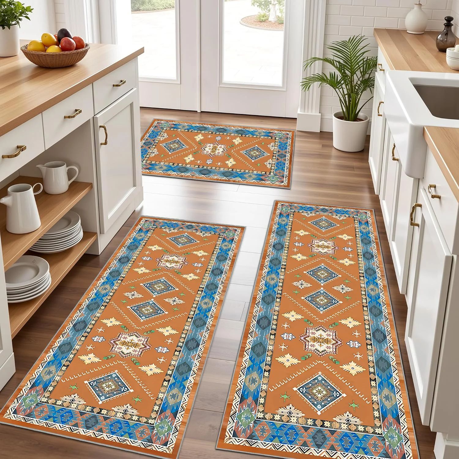 Foto 1 | Juego De Alfombras De Cocina Crystal Velvet  Lavables Y Resistentes A La Suciedad - Venta Internacional.