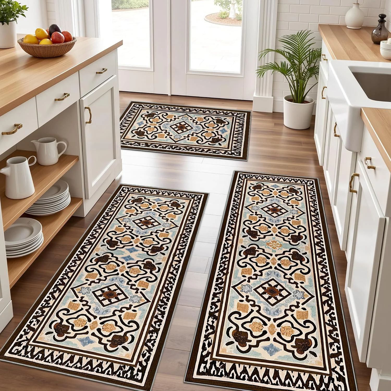 Foto 1 | Juego De Alfombras De Cocina Crystal Velvet  Lavables Y Resistentes A La Suciedad - Venta Internacional.