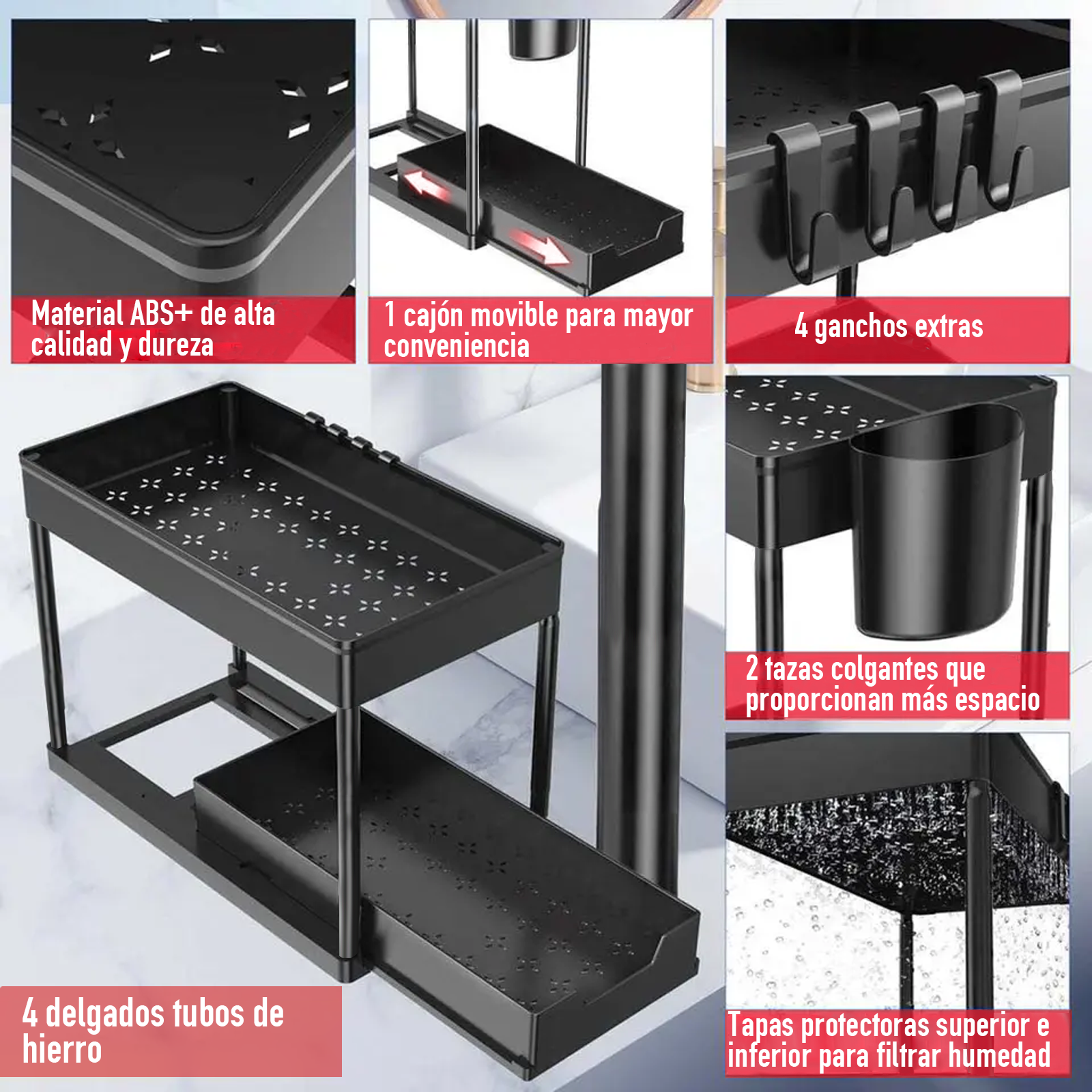 Foto 8 pulgar | Organizador de Cocina y Baño BOCLIER con 2 Niveles y Deslizamiento Fácil