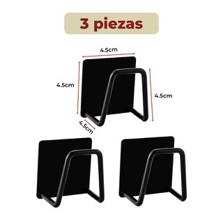 Foto 5 | Porta Esponjas de Acero Inoxidable Autoadhesivo Negras Set de 3