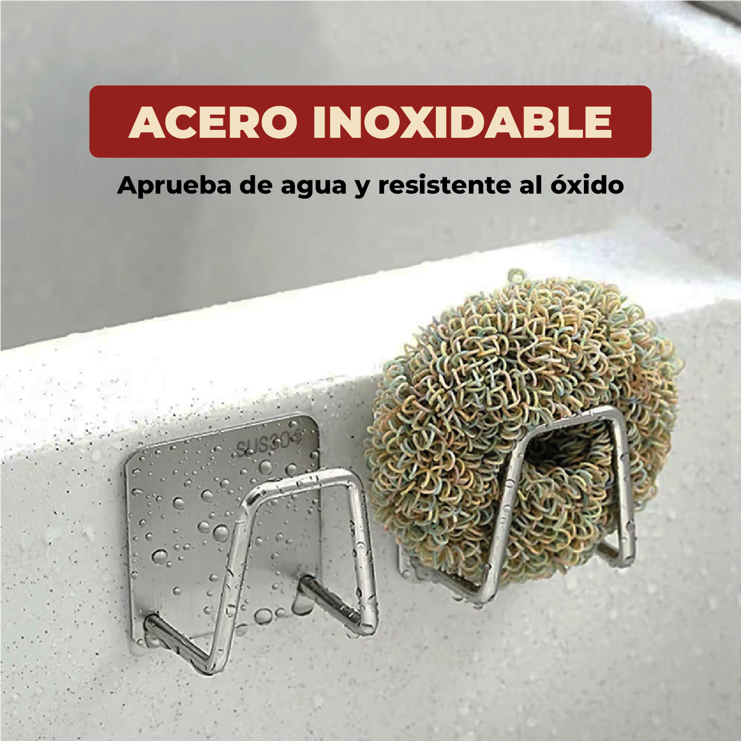 Foto 4 | Porta Esponjas de Acero Inoxidable Autoadhesivo Plateadas Set de 3