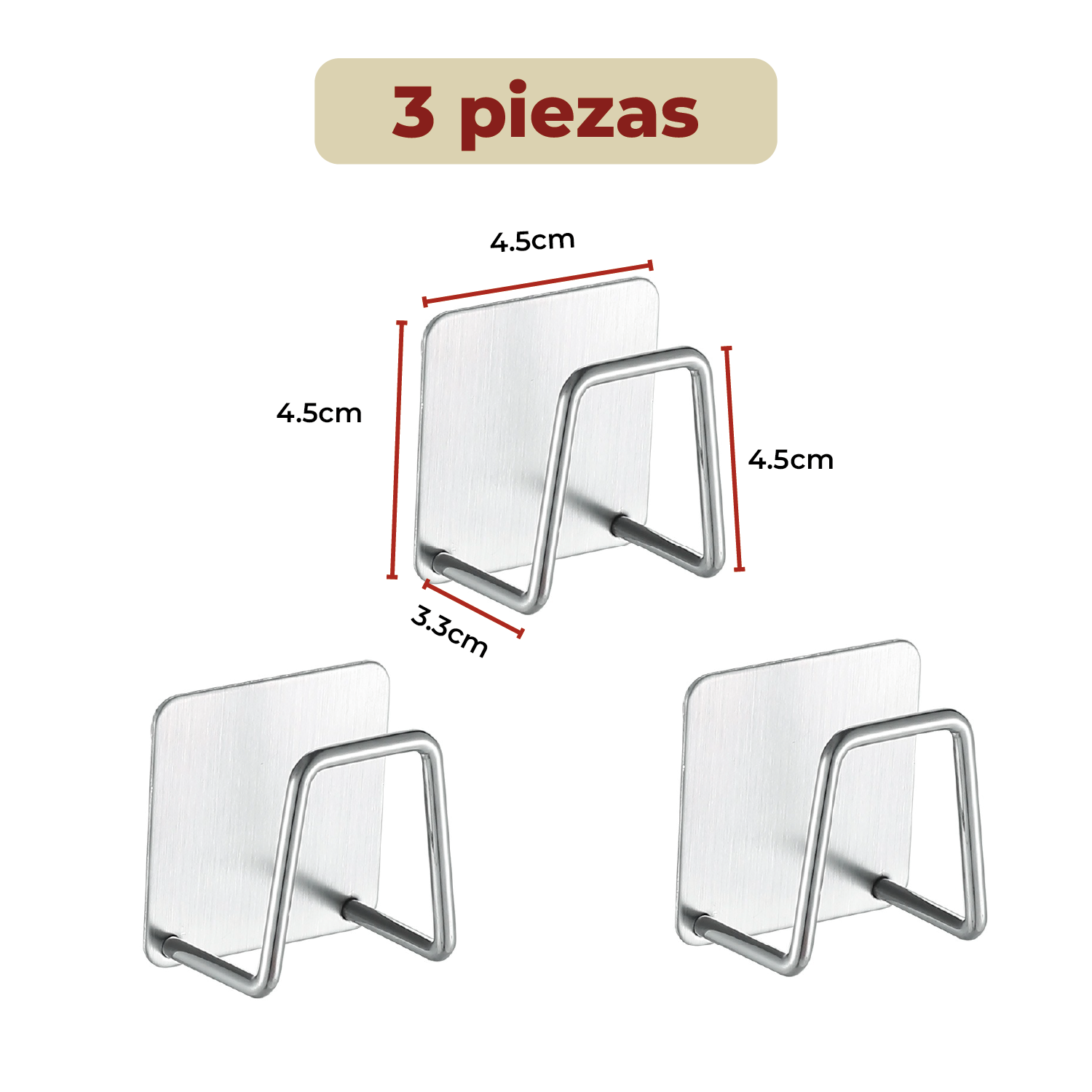 Foto 5 | Porta Esponjas de Acero Inoxidable Autoadhesivo Plateadas Set de 3